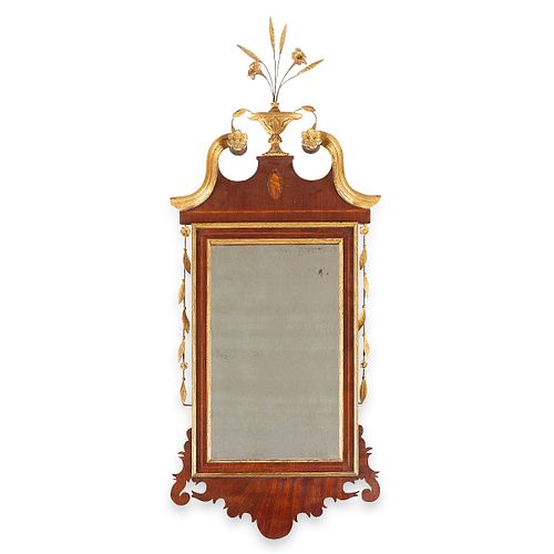 Federal Chippendale Style Mahogany & Gilt Mirror