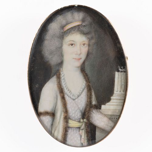 PHILIPPE ABRAHAM PETICOLAS (FRENCH-AMERICAN, 1760-1841), ATTRIBUTED, MINIATURE PORTRAIT OF A WOMAN