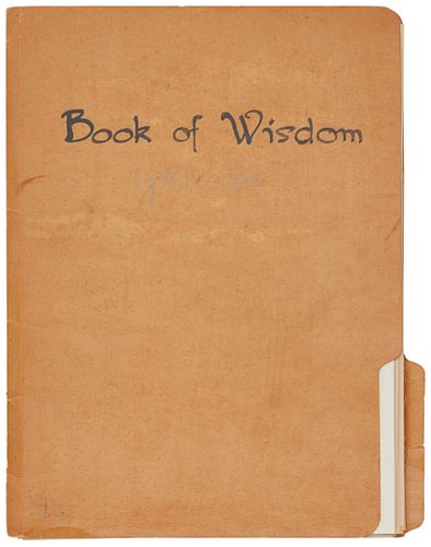 Maynard Dixon (1875-1946), "Book of Wisdom," c. 1940s, 28 ink manuscript pages, 10 of which include small ink sketches, in-text, on various papers, pl