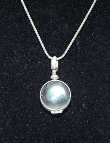 Vintage .925 Sterling Silver Necklace with Magnifying Pendant 