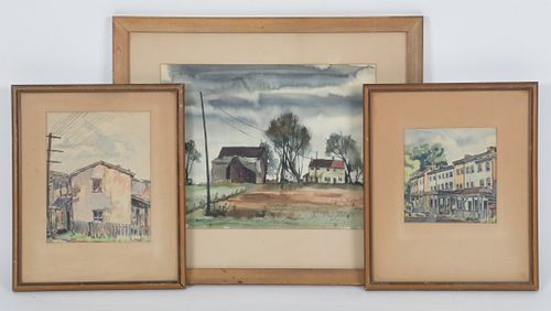 Frank Robert Metz (Born 1925) Three Watercolors