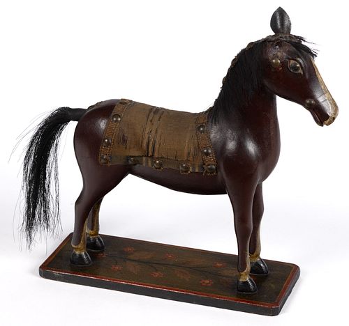 AMERICAN FOLK ART CARVED AND PAINTED HORSE