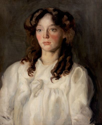 PORTRAIT OF A GIRL IN WHITE OIL PAINTING