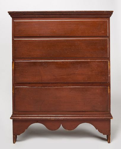 Queen Anne Blanket Chest Over Drawers