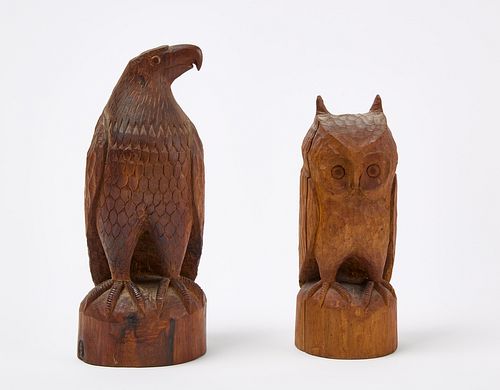 Two Henry Winter Carved Birds