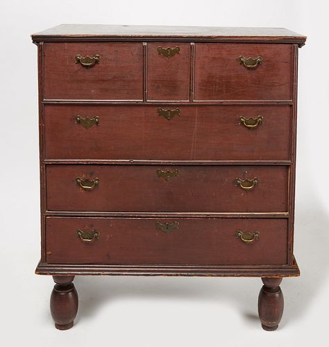 Early Painted Ball Foot Two-Drawer Blanket Chest