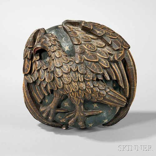 Eagle Carved and Polychrome Painted Roof Boss