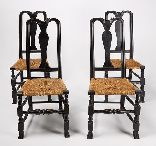 Set of Four Spanish Foot Side Chairs
