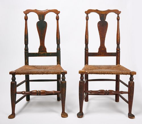 Pair of Country Queen Anne Side Chairs