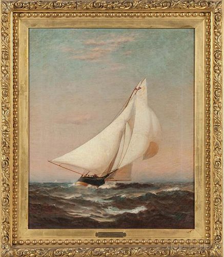 Warren Sheppard (New Jersey, 1858-1937)      Portrait of a Sailing Yacht Flying the Burgee of the New York Yacht Club