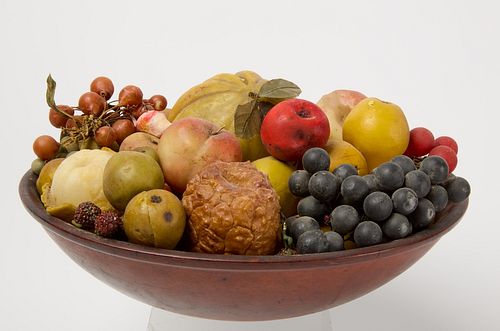 Bowl of Wax Fruit in Painted Bowl