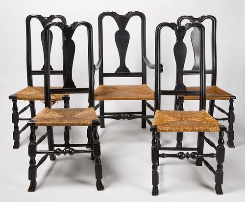 Set Five Reproductions Spanish Foot Chairs
