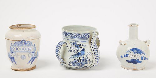 Delft Jar, Bottle and Possett Pot