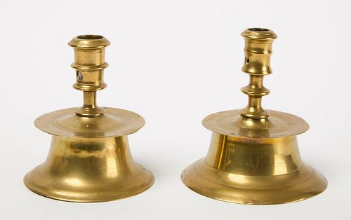 Two Brass Capstan Candlesticks