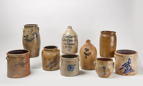 Nine Stoneware Vessels
