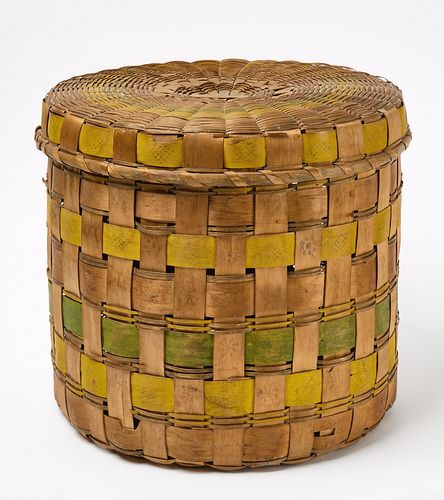 Native Painted Covered Basket