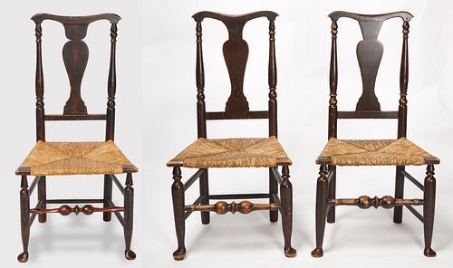 Pair and Single Queen Anne Chairs
