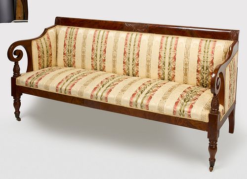 Carved Federal Sofa with Floral Upholstery
