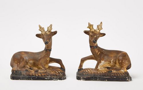 Pair of Chalkware Deer