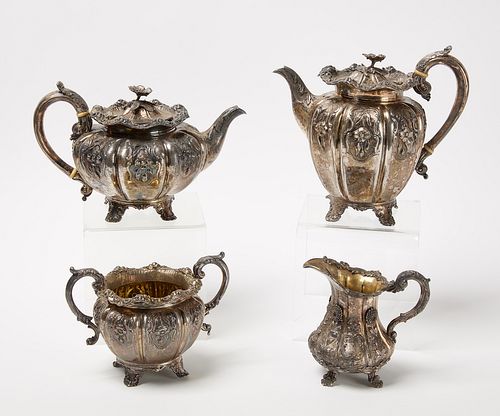 Ornate Silver Coffee and Teapot Set