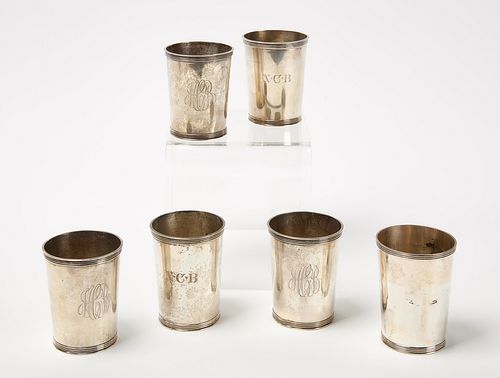 Six Sterling Mint Julep Cups