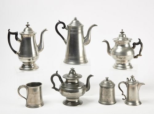 Seven Pieces of Antique Pewter
