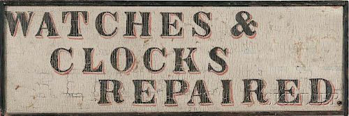 Painted "WATCHES & CLOCKS REPAIRED" Trade Sign