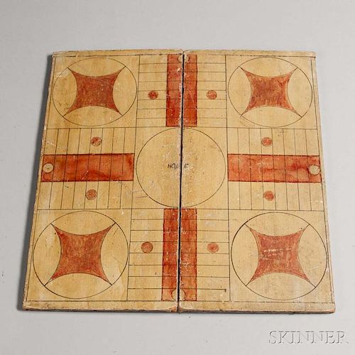 Folding Painted Parcheesi Game Board