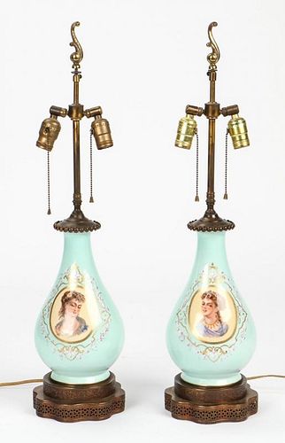 Pair Old Paris Portrait Lamps