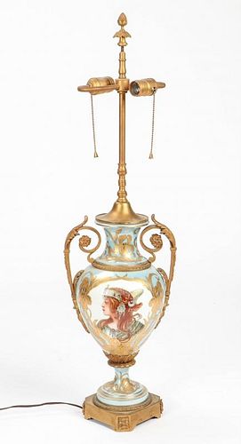 Royal Vienna Style Ormolu Mounted Lamp