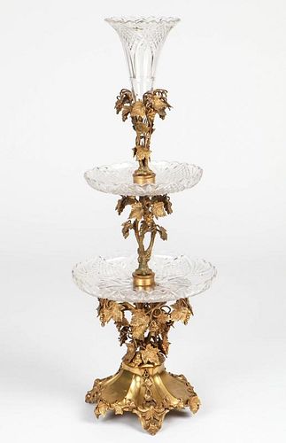 Benetfink Bronze and Cut Glass Tiered Epergne
