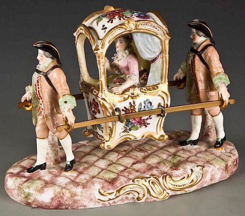 Dresden Porcelain Sedan Chair Figural Group
