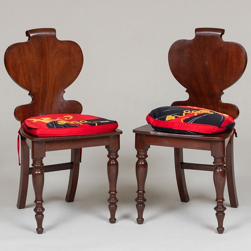 Pair of English Mahogany Hall Chairs, Possibly Irish