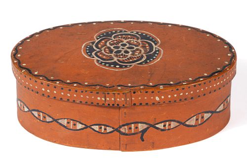 EXCEPTIONAL SHENANDOAH VALLEY OF VIRGINIA PAINT-DECORATED BENTWOOD OVAL BOX