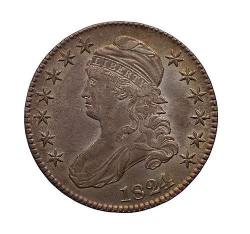 1824/1 Capped Bust Half Dollar 50c AU-55