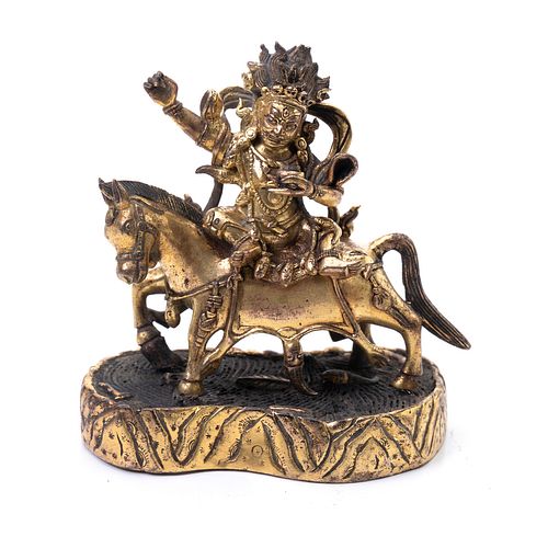Chinese Gilt Figure Of Palden Lhamo. 18th-19th