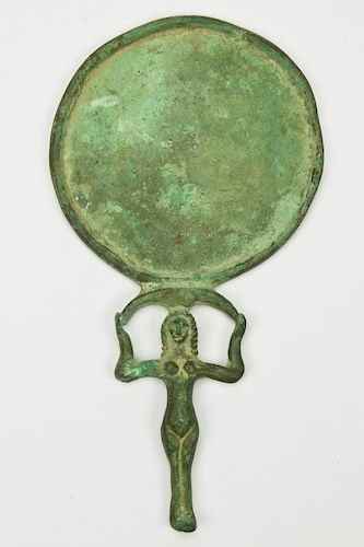 Egyptian Figural Bronze Mirror