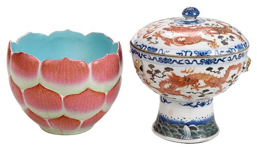 Chinese Porcelain Lidded Koro and Lotus Bowl