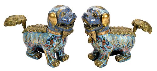 Two Chinese Cloisonne Foo Dogs