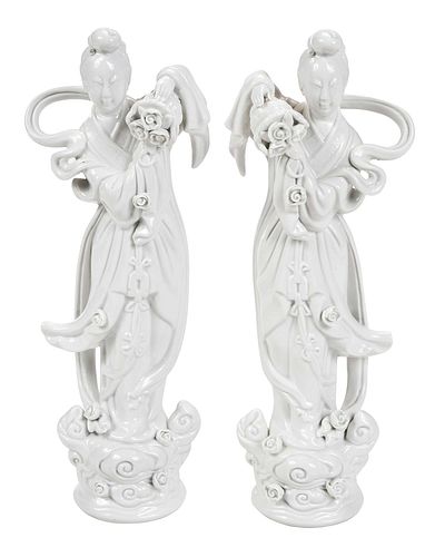 Pair of Blanc de Chine Porcelain Figures