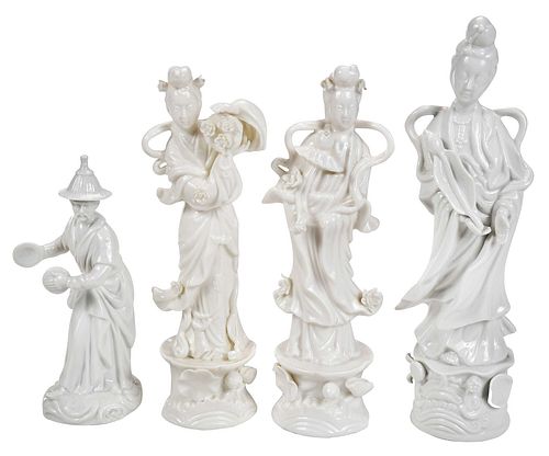 Four Blanc de Chine Porcelain Figures