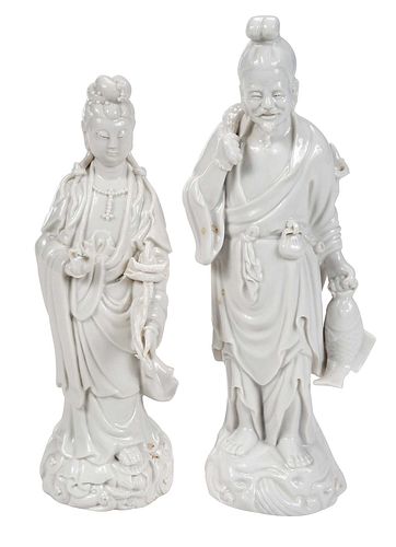 Two Chinese Blanc de Chine Porcelain Figures