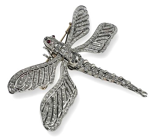 18K & Platinum 5 CTTW Diamond Dragonfly Brooch