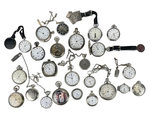 (23) Assorted Silver Tone Pocket Watches