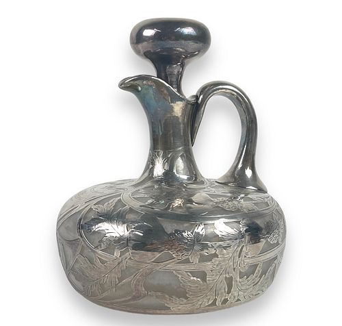 Black Starr & Frost Fine Silver Overlay Decanter