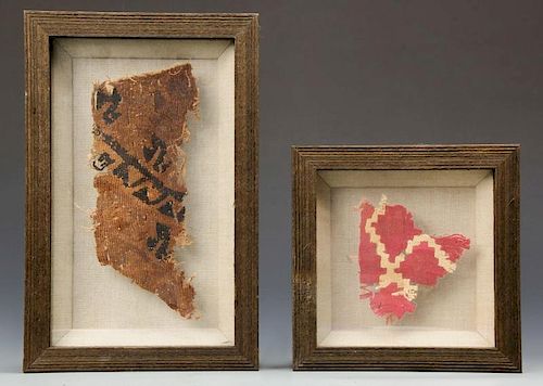 2 Framed Pre Columbian Textile Fragments