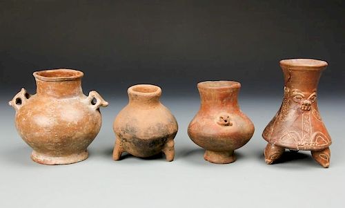 4 Pre Columbian Pottery Vessels