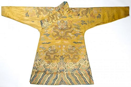 Important Chinese/Tibetan Silk Dragon Robe, 18th C