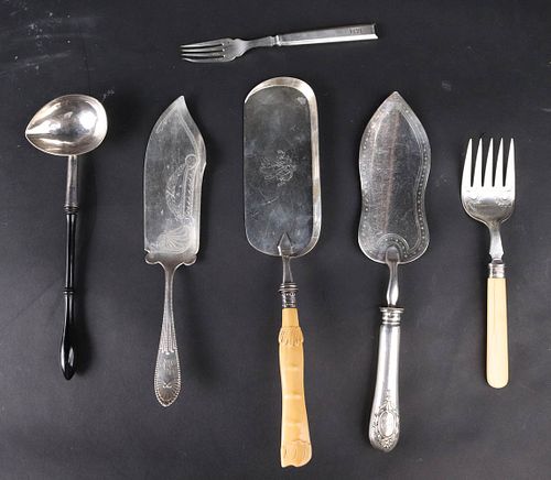 Group of Silver Serving Pieces and Flatware