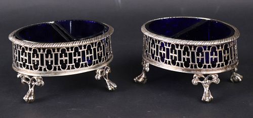 Pair of George III Silver Large Double Salts